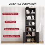 Tall Bookshelf 6 Tier Bookcase with Cabinet Doors