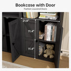 Tall Bookshelf 6 Tier Bookcase with Cabinet Doors