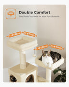 48'' Solid Wood Cat Tree with Rattan Basket