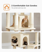 48'' Solid Wood Cat Tree with Rattan Basket
