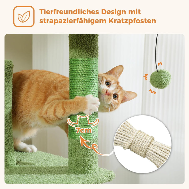 48'' Solid Wood Cat Tree with Rattan Basket