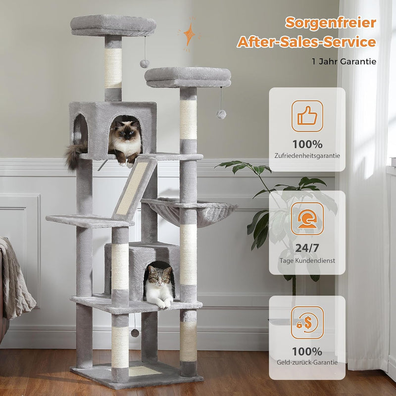 48'' Solid Wood Cat Tree with Rattan Basket