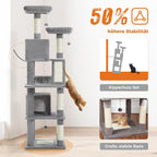 48'' Solid Wood Cat Tree with Rattan Basket