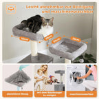 48'' Solid Wood Cat Tree with Rattan Basket