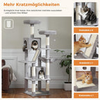 48'' Solid Wood Cat Tree with Rattan Basket