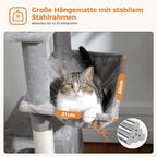 48'' Solid Wood Cat Tree with Rattan Basket