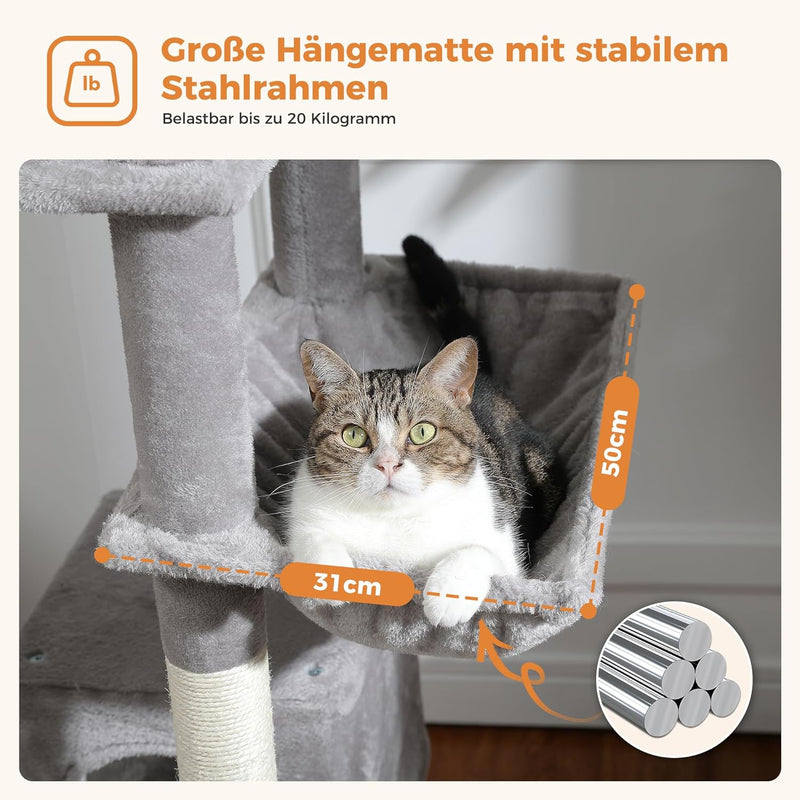 48'' Solid Wood Cat Tree with Rattan Basket