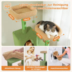 48'' Solid Wood Cat Tree with Rattan Basket