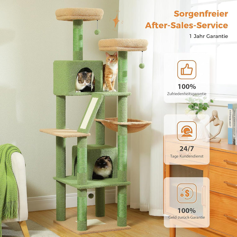 48'' Solid Wood Cat Tree with Rattan Basket