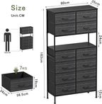 Tall Chest of 12 Drawers Bedroom Storage Cabinet