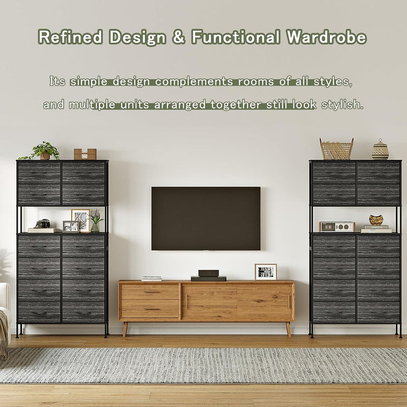 Tall Chest of 12 Drawers Bedroom Storage Cabinet