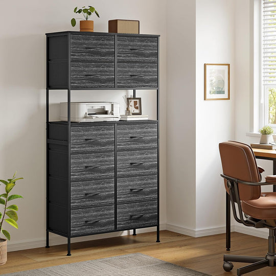 Tall Chest of 12 Drawers Bedroom Storage Cabinet