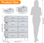 Tall Chest of Drawers 10 Fabric Dresser