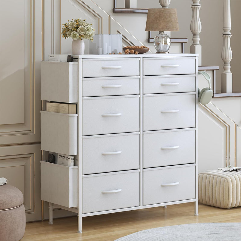 Tall Chest of Drawers 10 Fabric Dresser