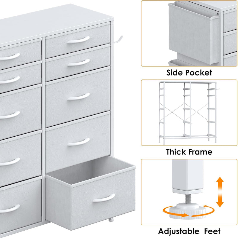 Tall Chest of Drawers 10 Fabric Dresser