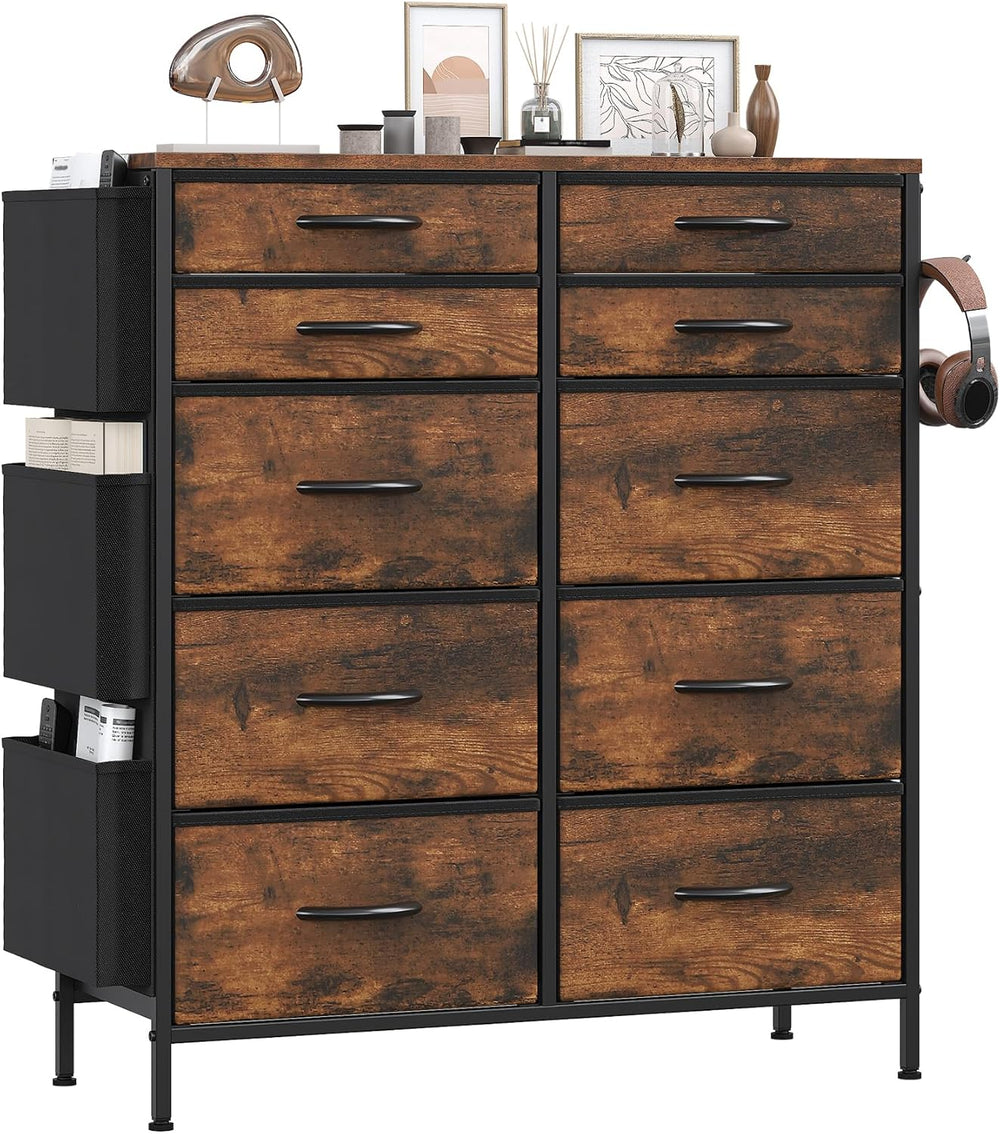 Tall Chest of Drawers 10 Fabric Dresser