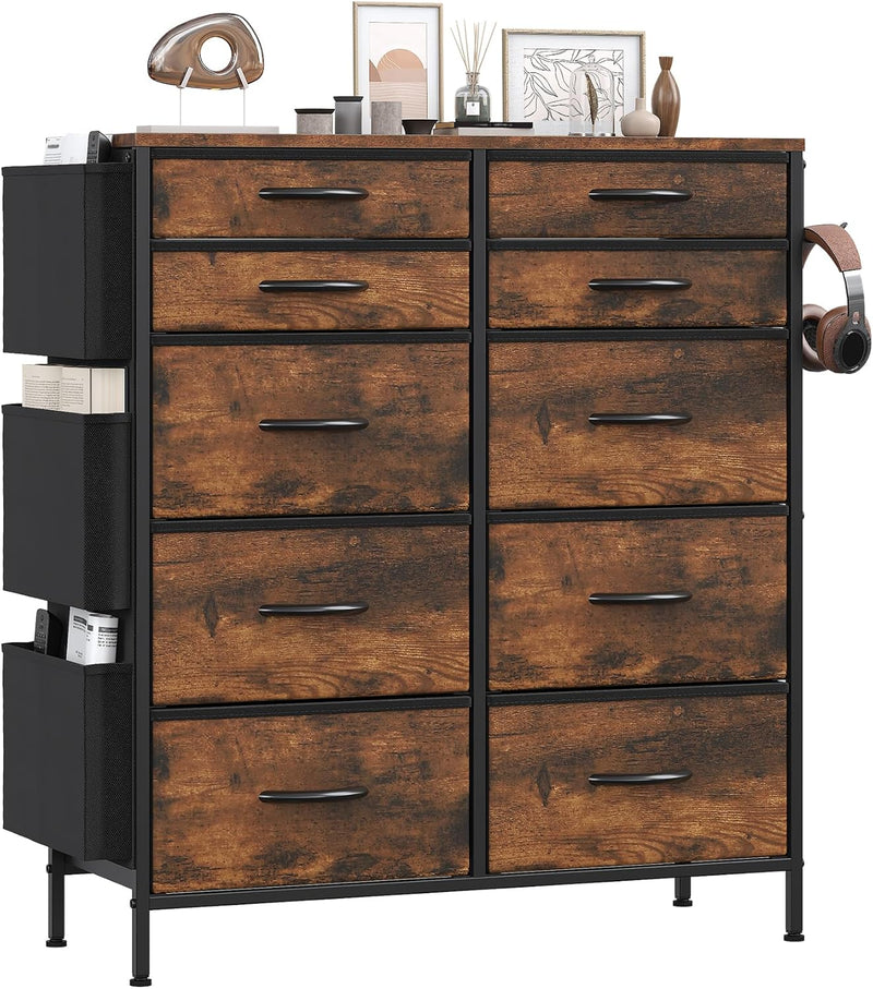 Tall Chest of Drawers 10 Fabric Dresser