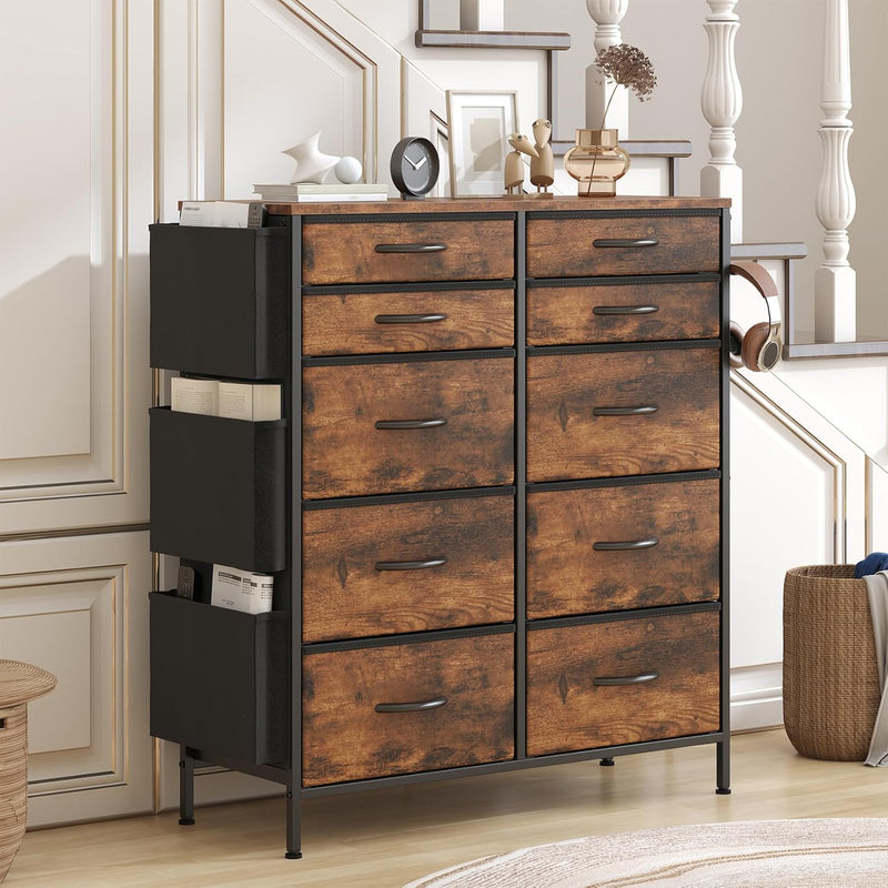 Tall Chest of Drawers 10 Fabric Dresser