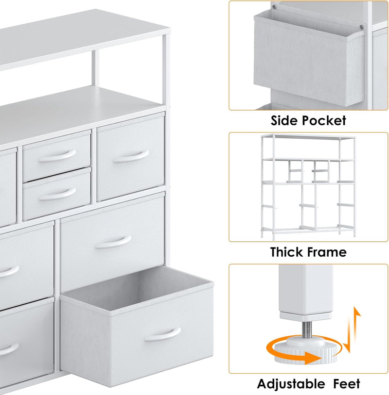 Tall Chest of Drawers 8 Fabric Dresser
