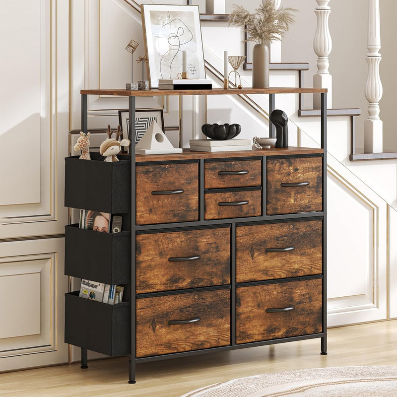 Tall Chest of Drawers 8 Fabric Dresser