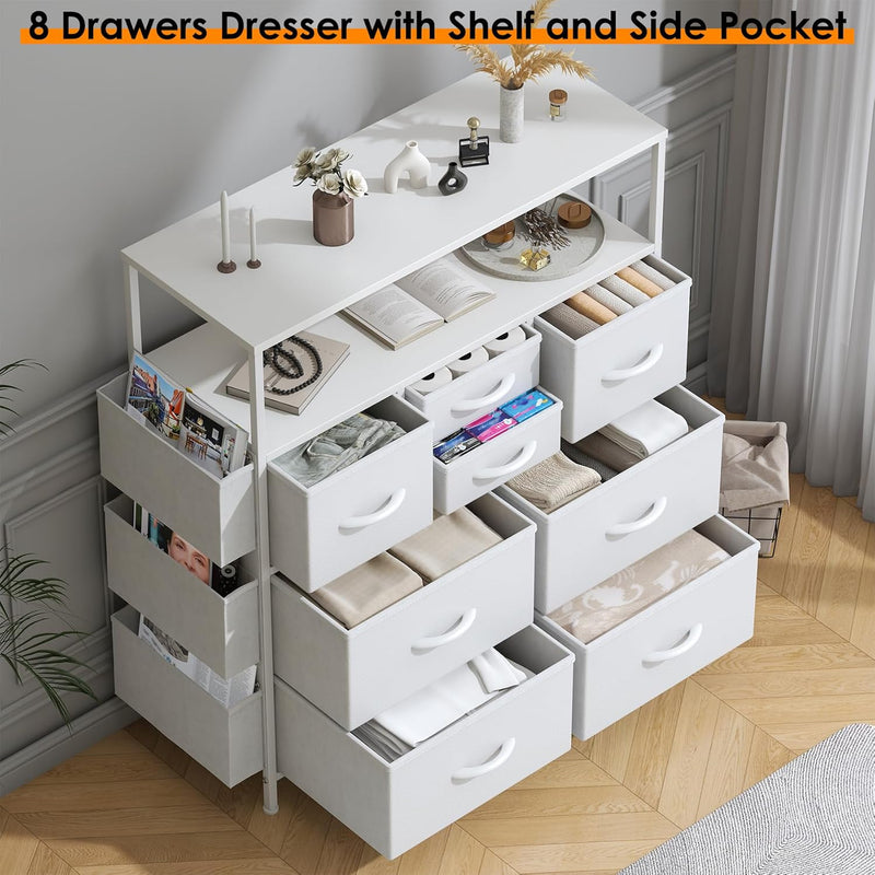Tall Chest of Drawers 8 Fabric Dresser