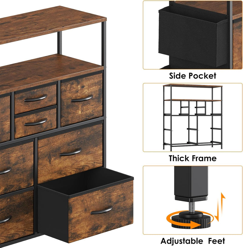 Tall Chest of Drawers 8 Fabric Dresser
