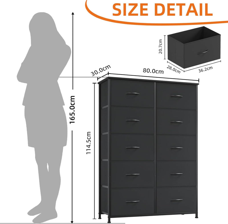 Chest of Drawers for Bedroom 10 Fabric Tall