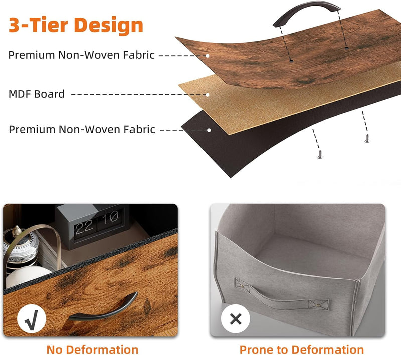 Chest of Drawers for Bedroom 10 Fabric Tall