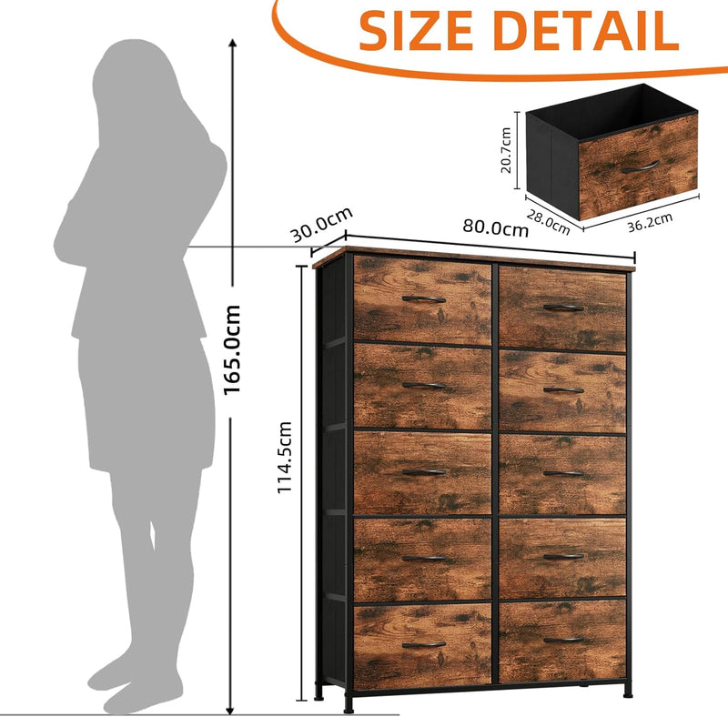 Chest of Drawers for Bedroom 10 Fabric Tall