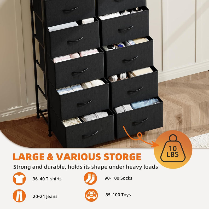 Chest of Drawers for Bedroom 10 Fabric Tall