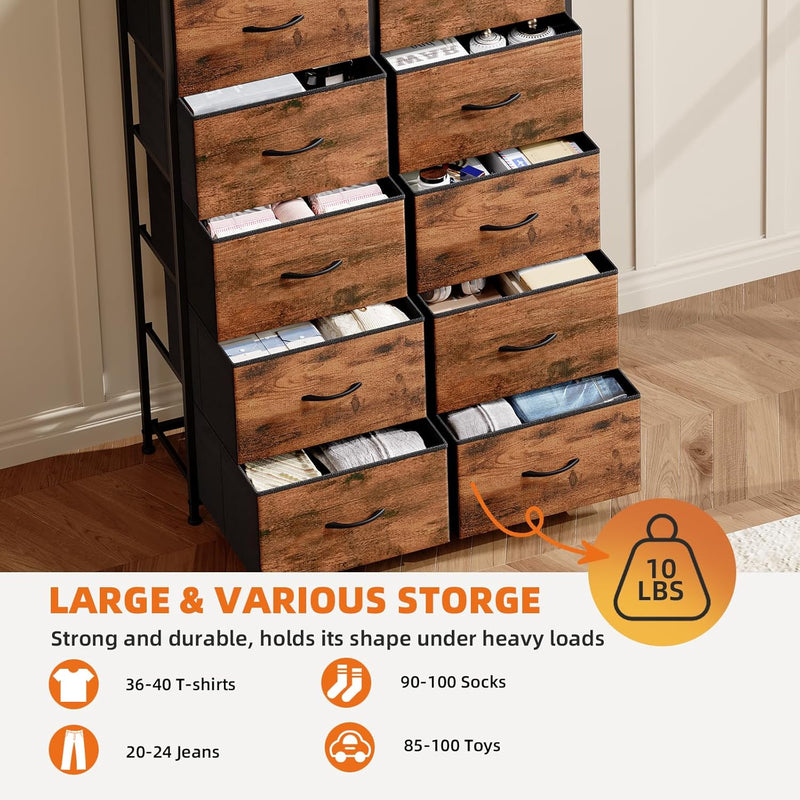 Chest of Drawers for Bedroom 10 Fabric Tall