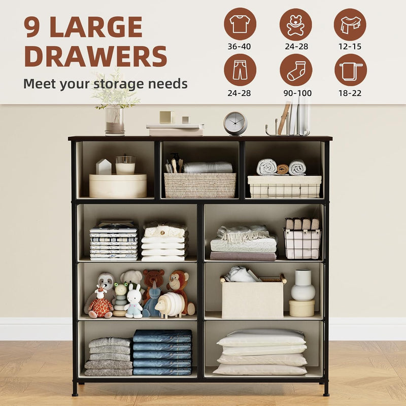 Chest of Drawers for Bedroom 9 Fabric Tall