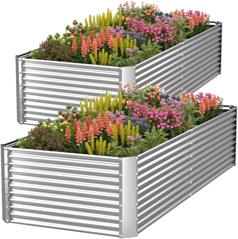 Tall Corrugated Galvanized Steel Raised Garden Bed (2 Pack)