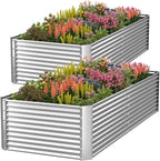Tall Corrugated Galvanized Steel Raised Garden Bed (2 Pack)