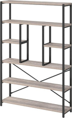 Tall Industrial Etagere Bookcase Modern Wood Large Open