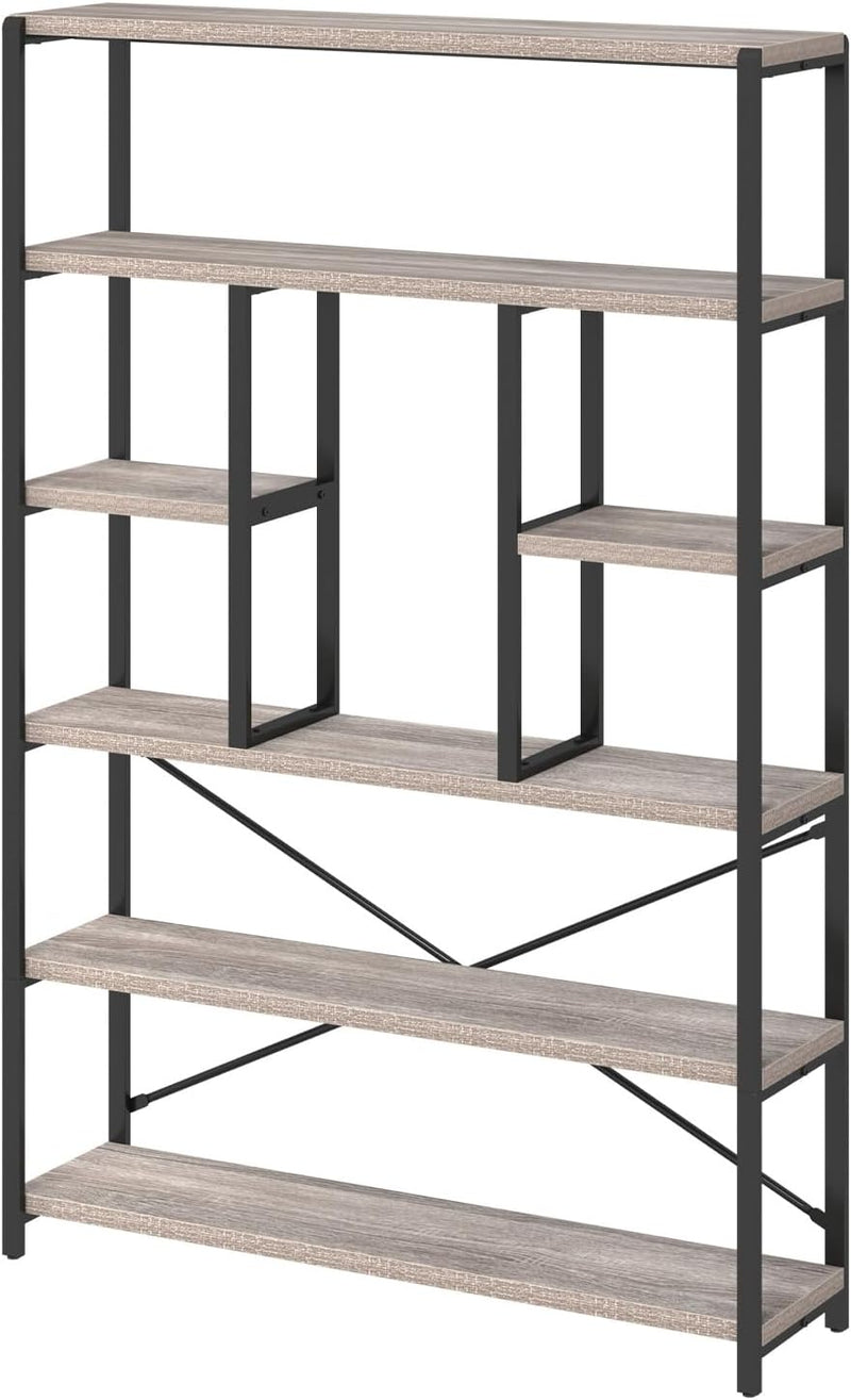 6 Tier Bookcase Modern Large Wide Book Shelf