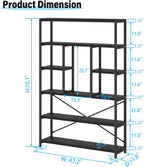 Tall Industrial Etagere Bookcase Modern Wood Large Open