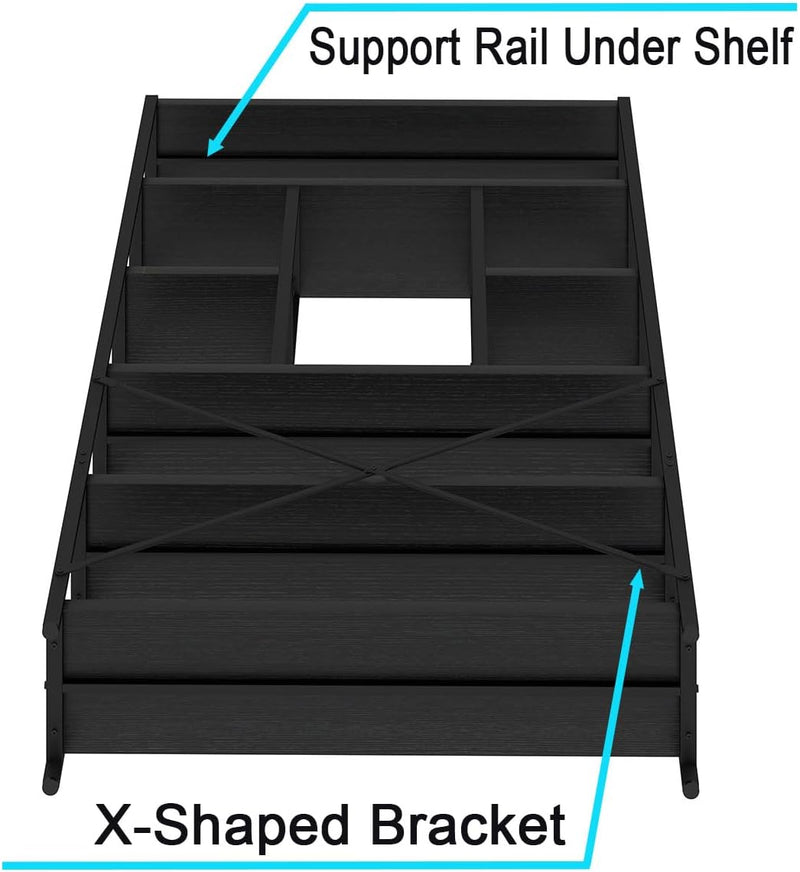 6 Tier Bookcase Modern Large Wide Book Shelf