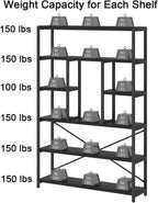 Tall Industrial Etagere Bookcase Modern Wood Large Open