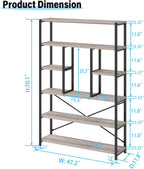 Tall Industrial Etagere Bookcase Modern Wood Large Open