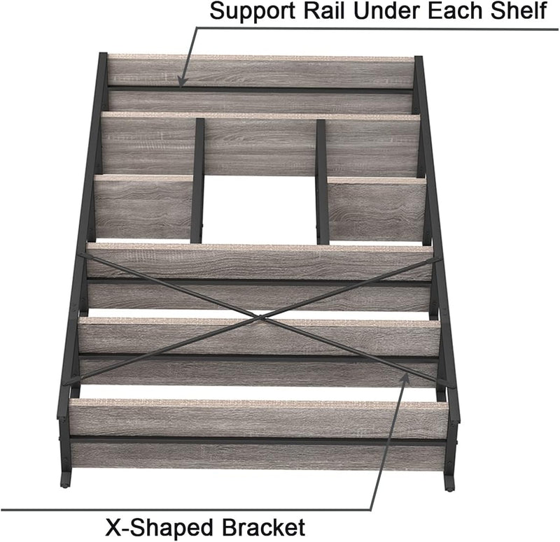 6 Tier Bookcase Modern Large Wide Book Shelf