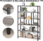 Tall Industrial Etagere Bookcase Modern Wood Large Open