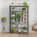 Tall Industrial Etagere Bookcase Modern Wood Large Open