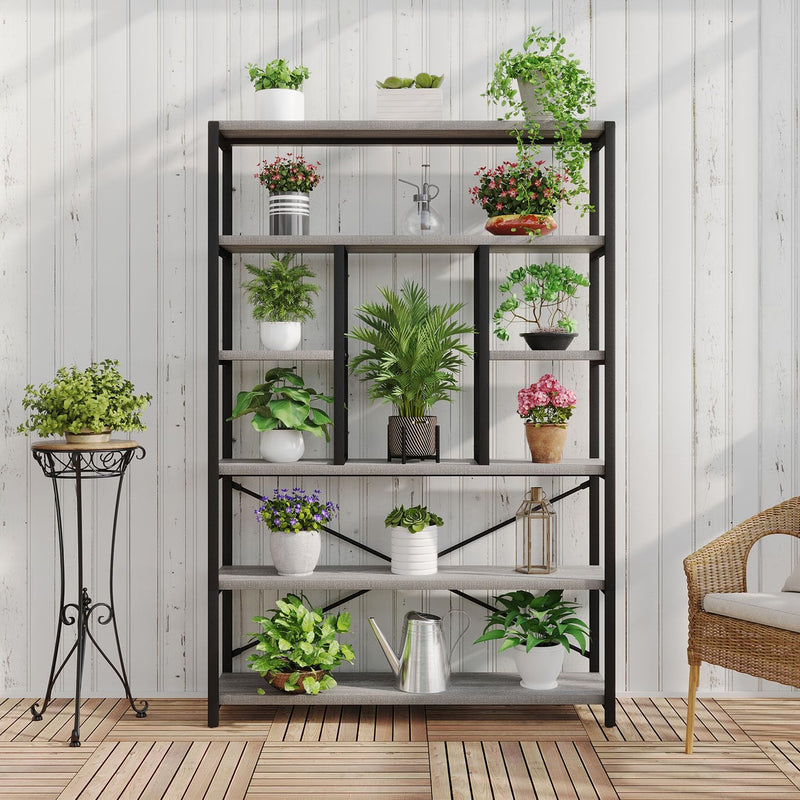 6 Tier Bookcase Modern Large Wide Book Shelf