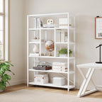 Tall Industrial Etagere Bookcase Modern Wood Large Open