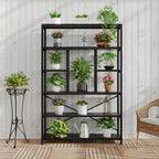 Tall Industrial Etagere Bookcase Modern Wood Large Open
