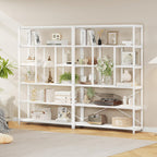 Tall Industrial Etagere Bookcase Modern Wood Large Open