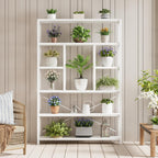 Tall Industrial Etagere Bookcase Modern Wood Large Open