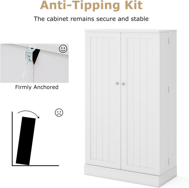 Tall Kitchen Cupboard Pantry Storage Cabinet with 4