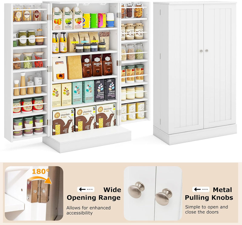 Tall Kitchen Cupboard Pantry Storage Cabinet with 4